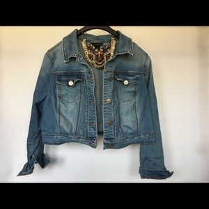 Lane Bryant Cropped Distressed Jean Jacket